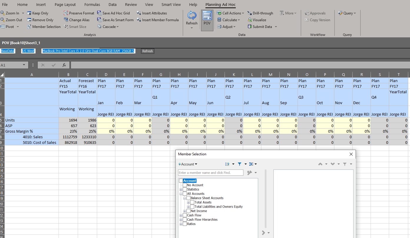 NetSuite Planning Smart View