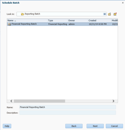 Schedulen Reporting Batch HFM