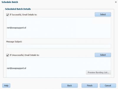 Mailadressen selecteren Reporting Batch HFM